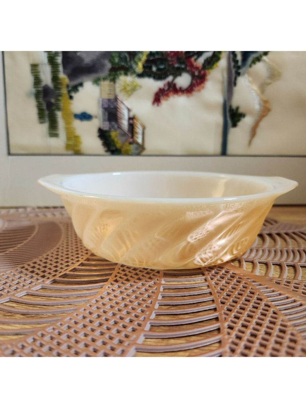 Peach Luster Swirl Fire King 5" Baking Dish Vintage Anchor Hocking